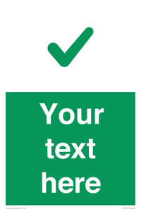 Custom green background, green tick sign